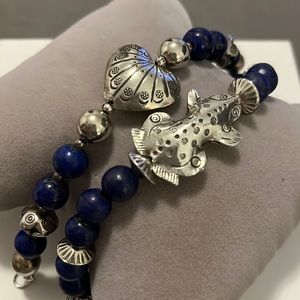 Silver Lapizlazuli Bracelet Set